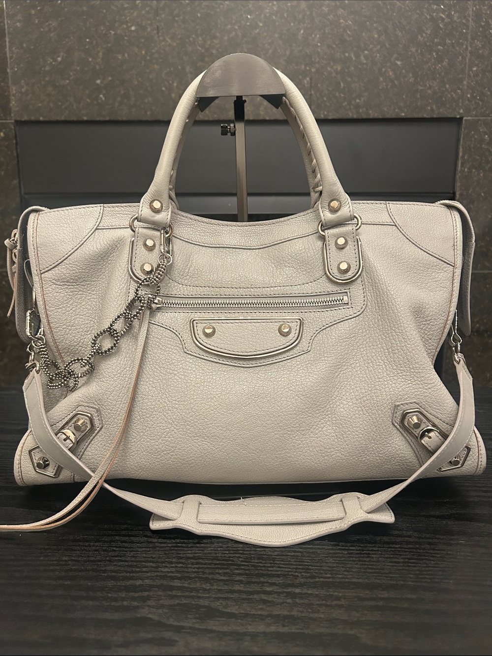 Balenciaga City Bag Light Gray Leather Satchel Bag